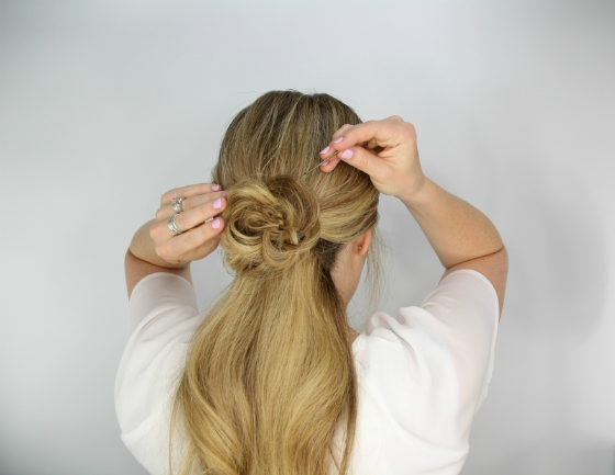 DIY Hair Tutorial Rosette Embellished Ponytail