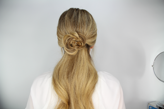 DIY Hair Tutorial Rosette Embellished Ponytail