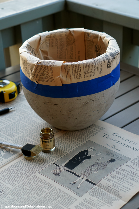 DIY Tutorial Gold Concrete Planter Pot