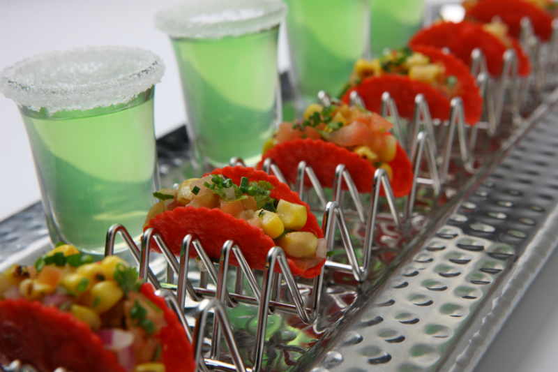 Game Day Party Recipes - Mini BB-Q Pulled Pork Taco with Spicy Pink Slaw