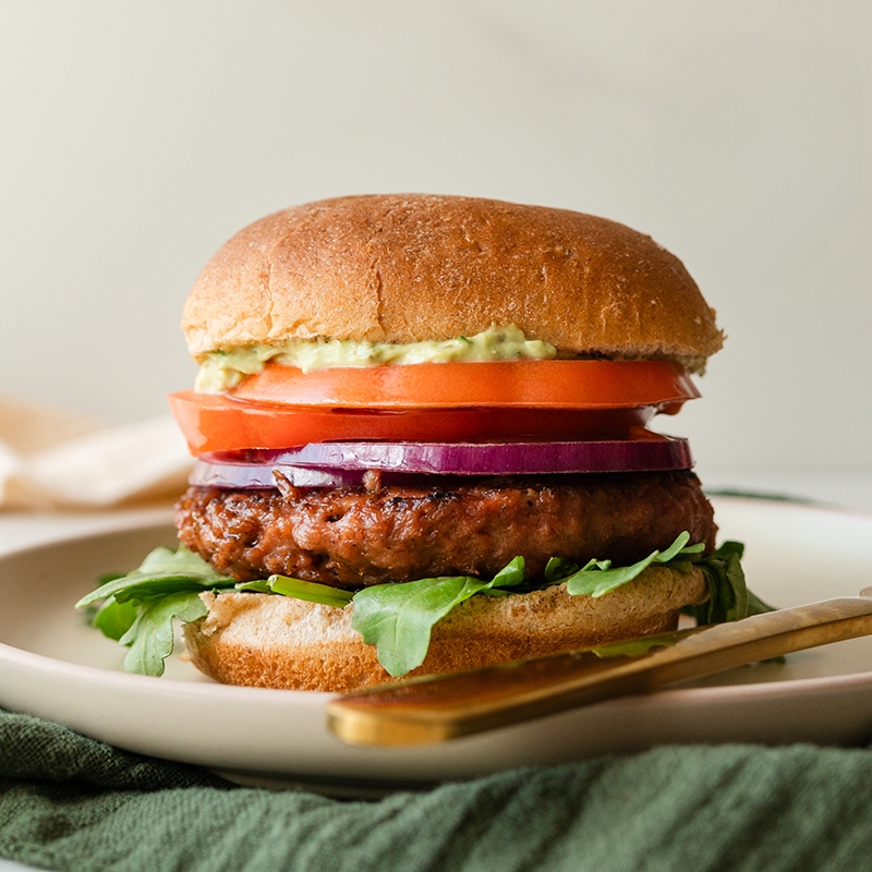 Healthy High Protein Recipes from Celebrity Chefs, Restaurateurs, Nutrition Experts, and Ludacris - Spicy Avocado Burger by Joy Bauer