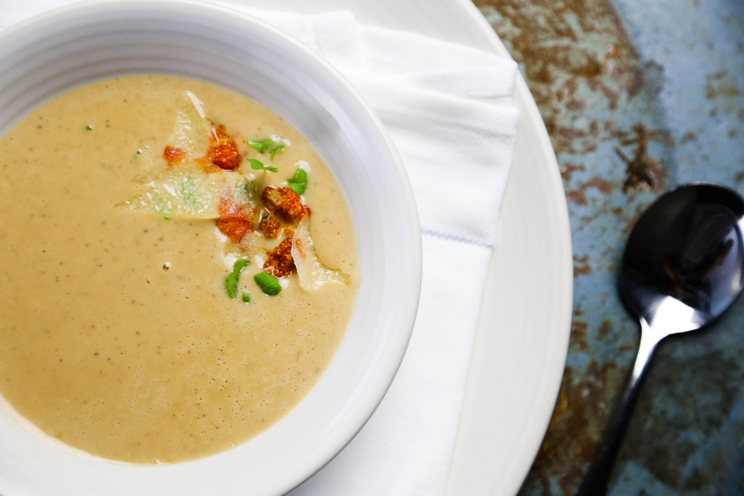 Gourmet Thanksgiving Recipes from Celebrity Chefs, Restaurateurs, and Culinary Experts - Cauliflower Soup from Jack Rose by Chef Brian Landry