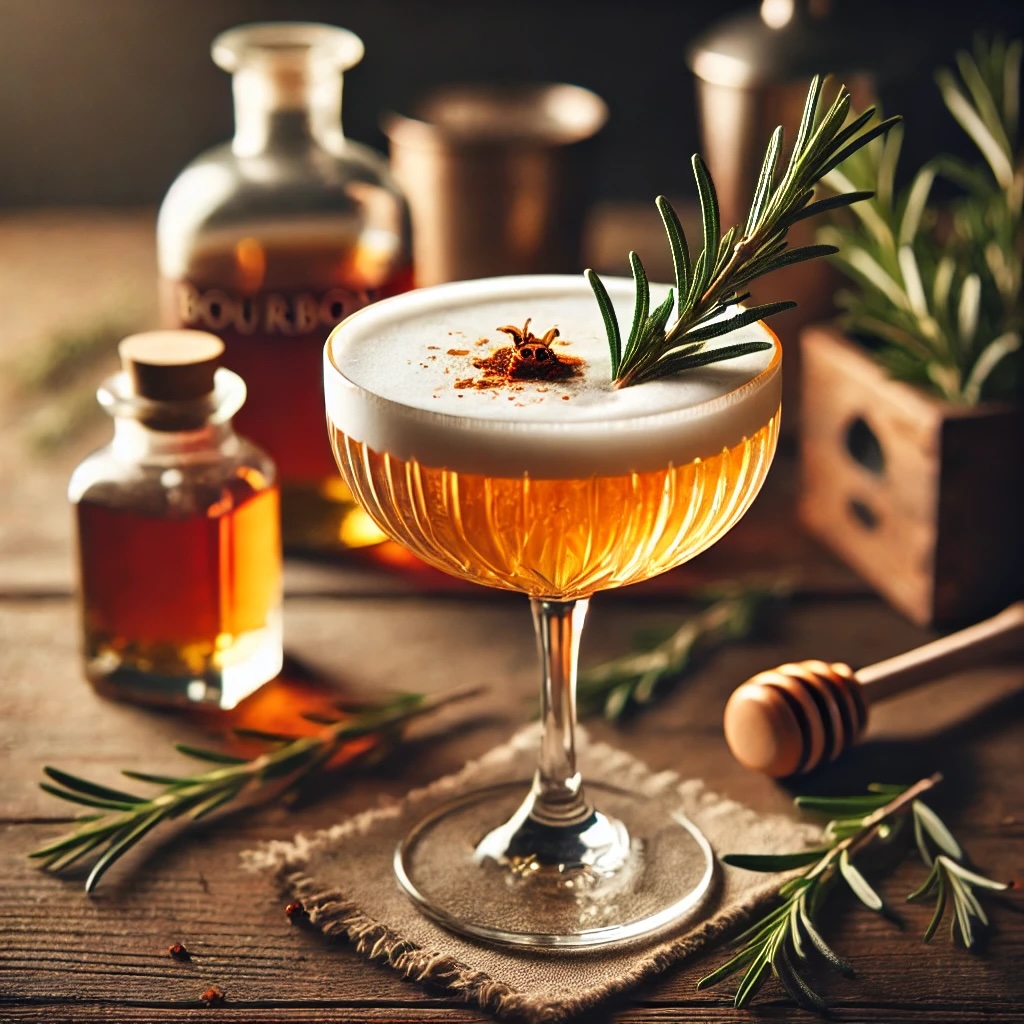 Elevate Your Holiday Parties with These 5 Toast-Worthy Cocktail Recipes from The Pros - Smokey Bourbon Sour with a Rosemary and Honey Twist by Chef Melissa Araujo