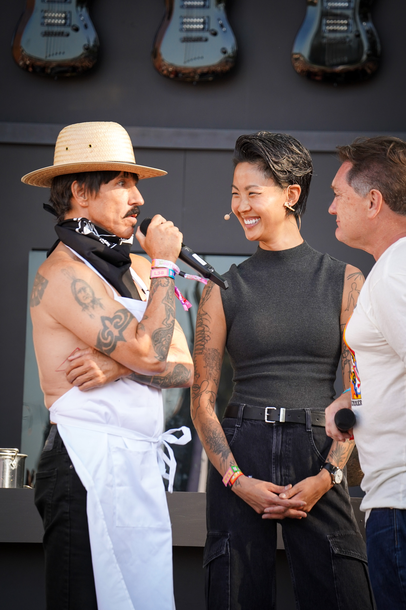 BottleRock Napa Valley Sizzles with Hot Performances by Justin Timberlake, Green Day, Benson Boone and More - Chef Kristen Kish and Anthony Kiedis of Red Hot Chili Peppers on Williams-Sonoma Stage Image credit Christina-Lauren Pollack